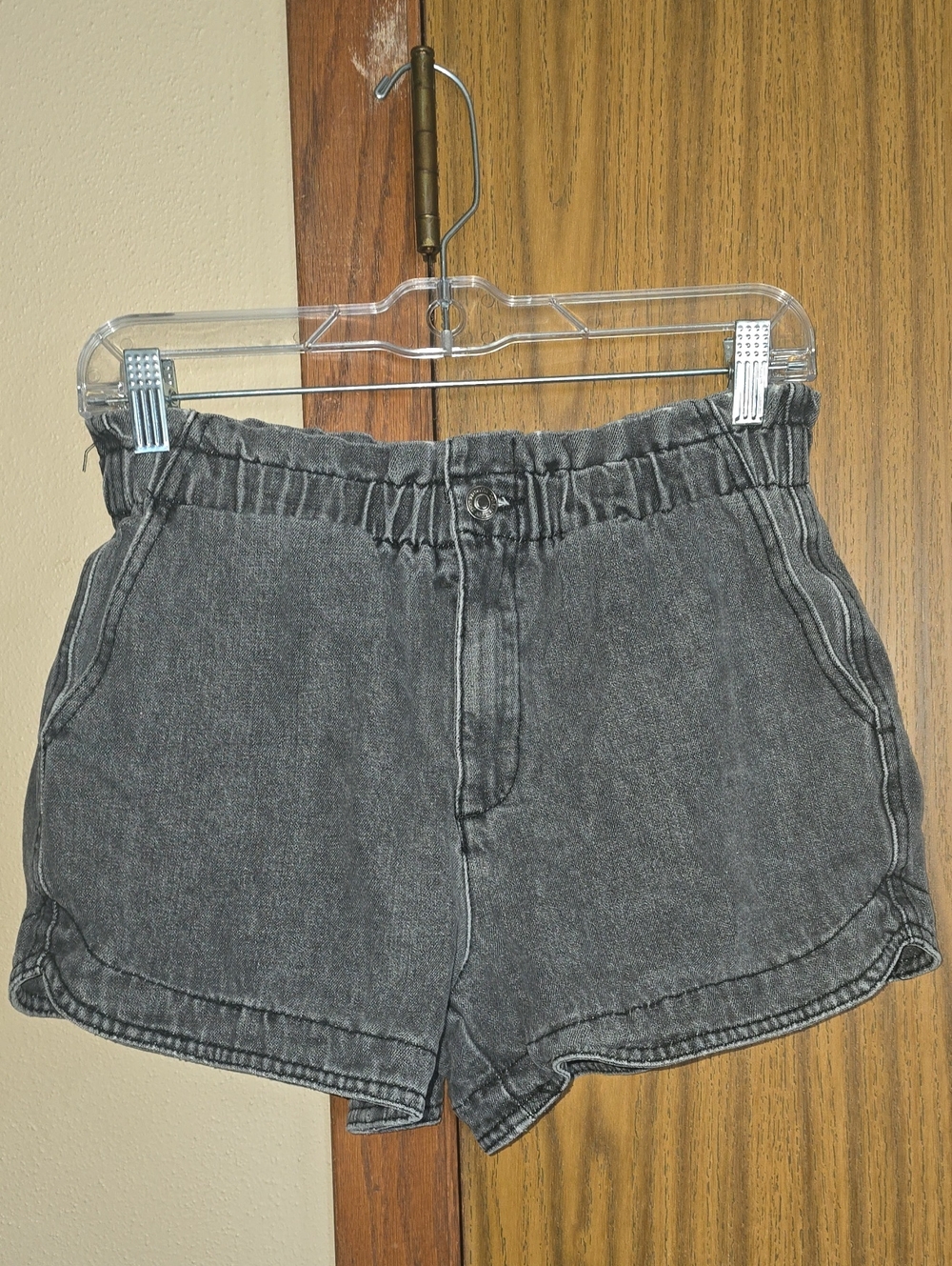 Thread & Supply Charcoal Gray Elastic-Waist Denim Shorts